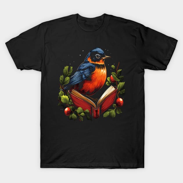 American Robin Reads Book T-Shirt by JH Mart